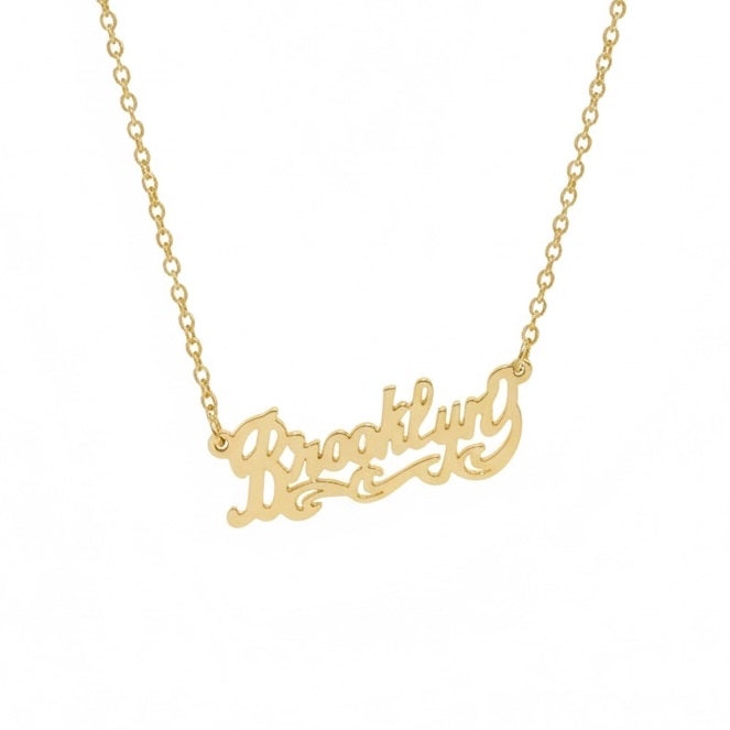 Brooklyn Nameplate Necklace - Gold Plated