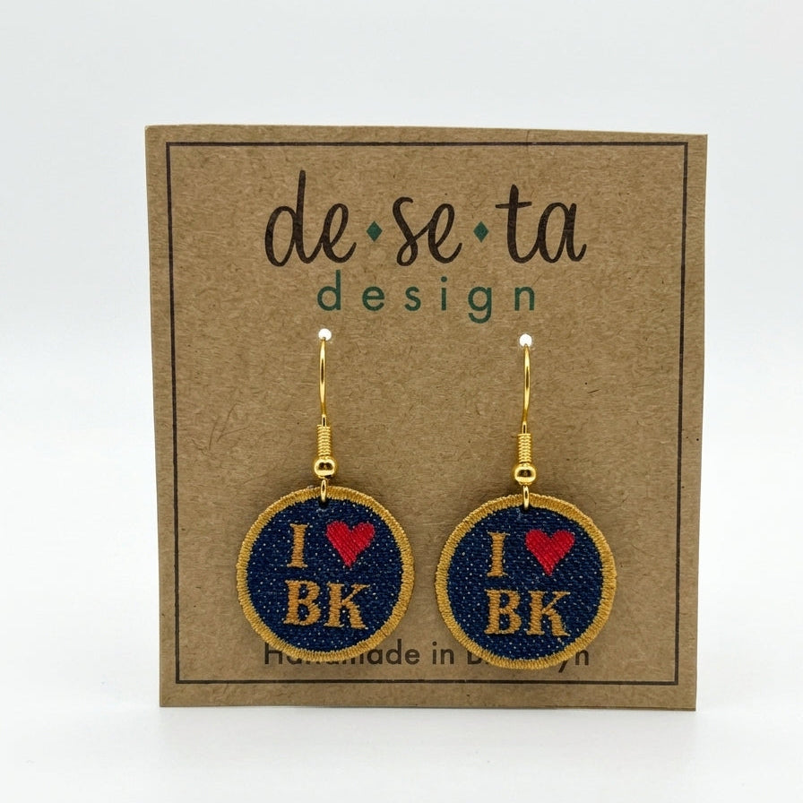 I Love BK Navy Earrings