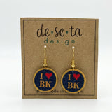 I Love BK Navy Earrings