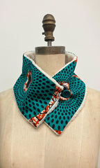 African Wax Neckwarmer-Red/Turq