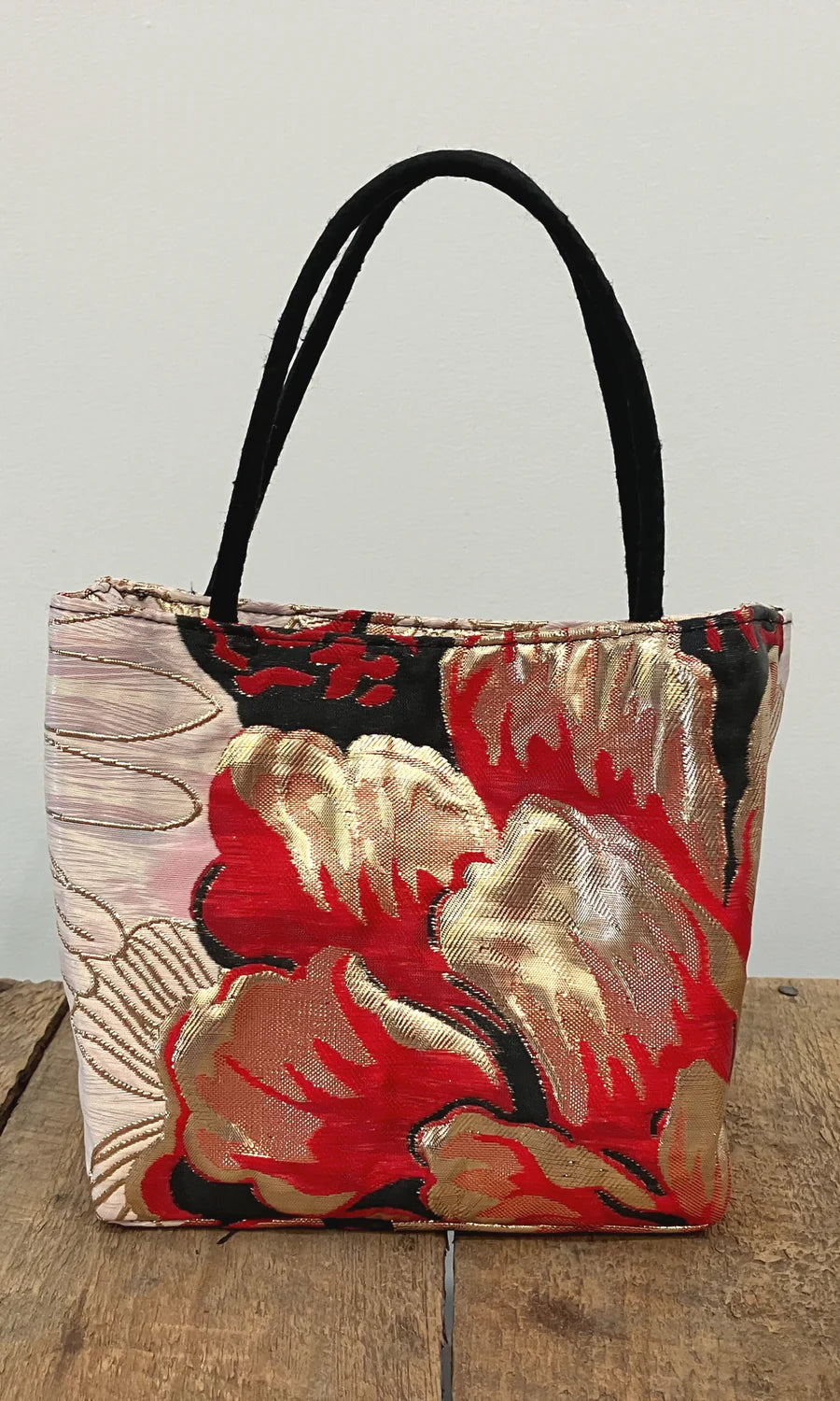 Brocade Mini Tote-Red Bloom