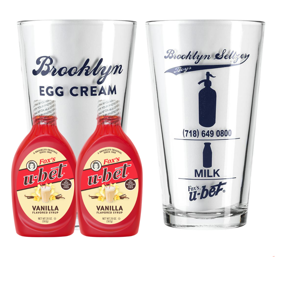 The Brooklyn Egg Cream Starter DIY Kit (2 Glasses + 2 Vanilla Syrup)
