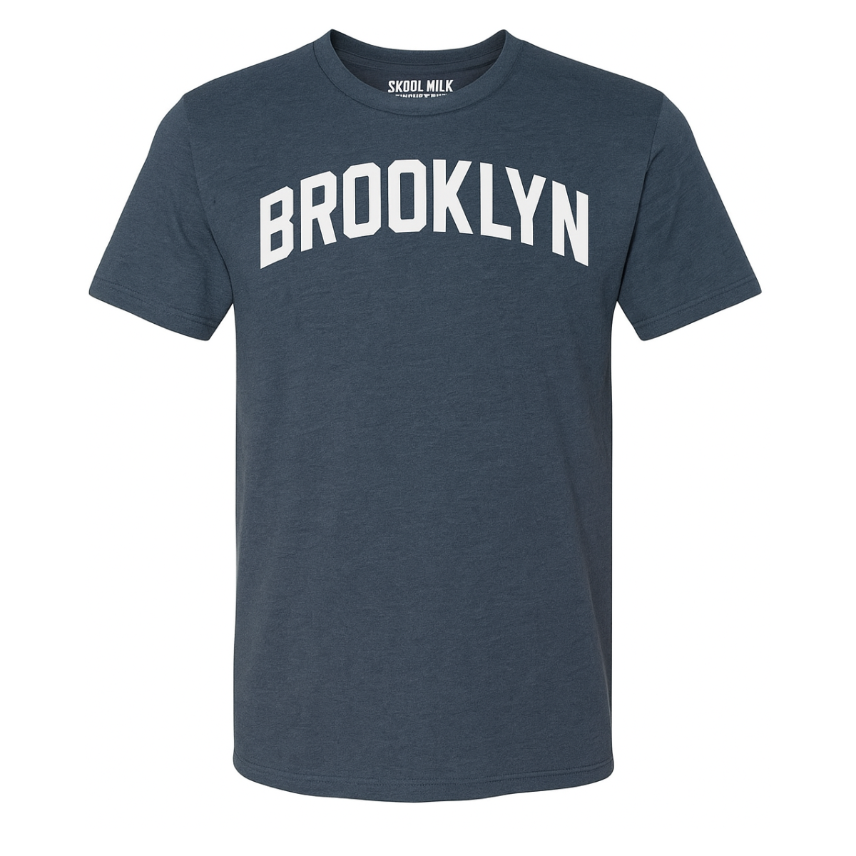 Brooklyn T-Shirt Heather Navy Blue with Silver Letters