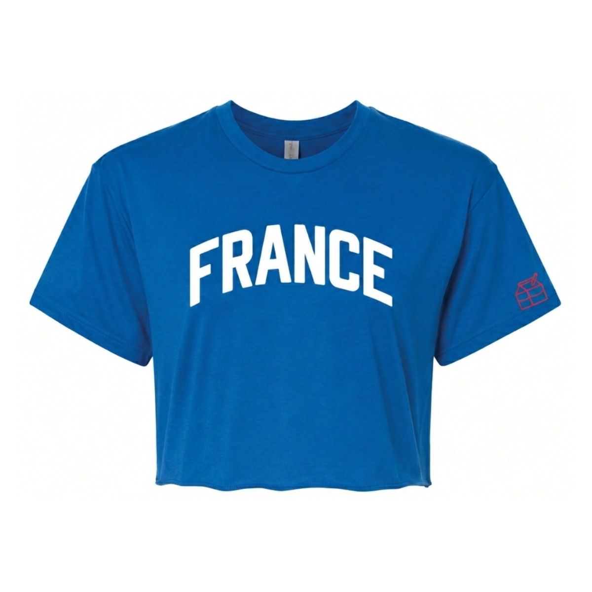 Cropped FRANCE Royal Blue T-Shirt with White Letters