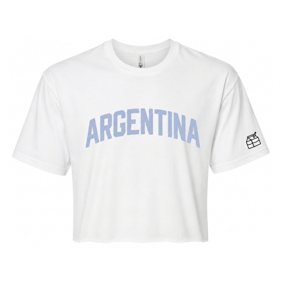 Cropped ARGENTINA White T-Shirt with Baby Blue Letters