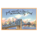 Just Arrived in New York, Brooklyn Bridge Postcard