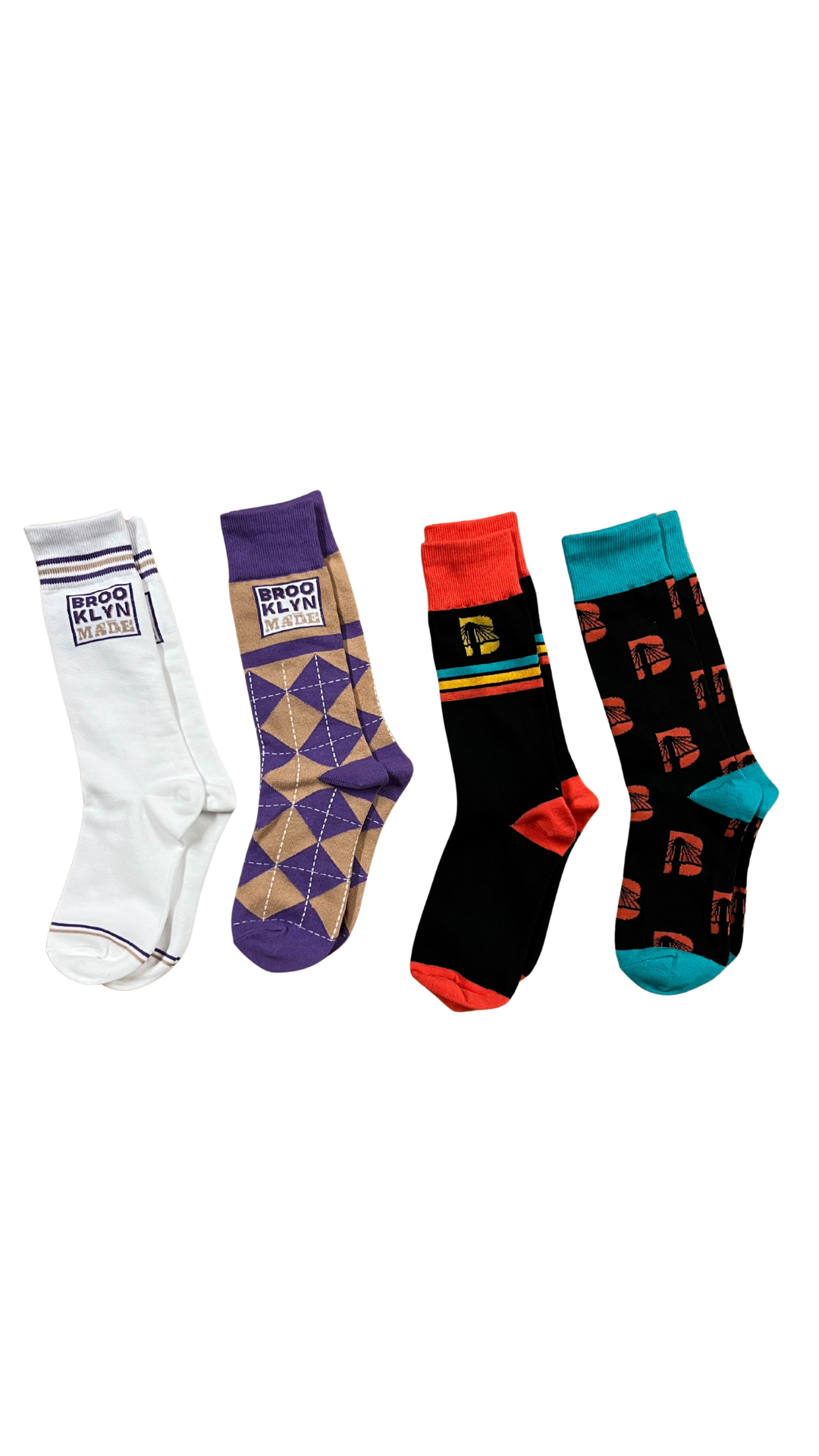 image of four custom designed socks
