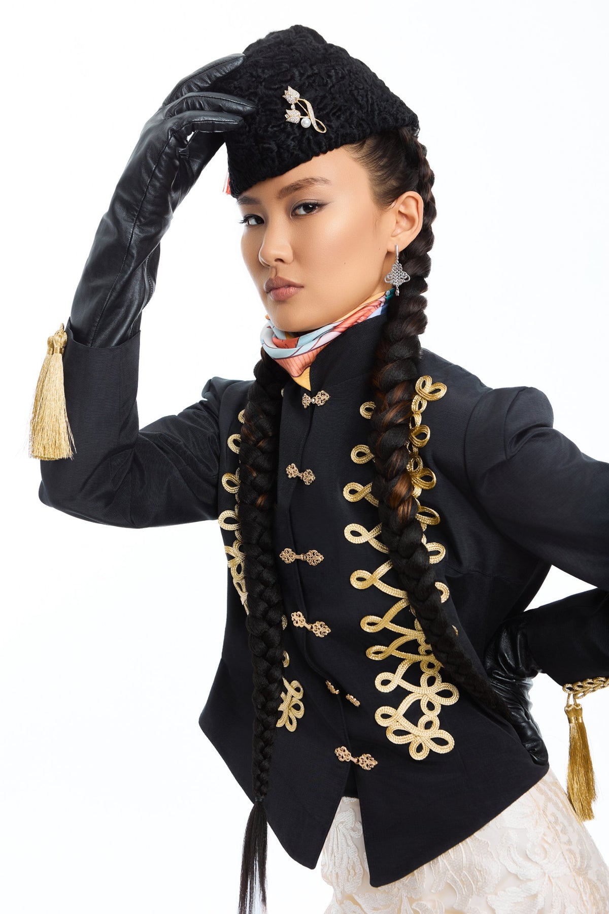 Uliani Black Faux Karakul Fur Hat