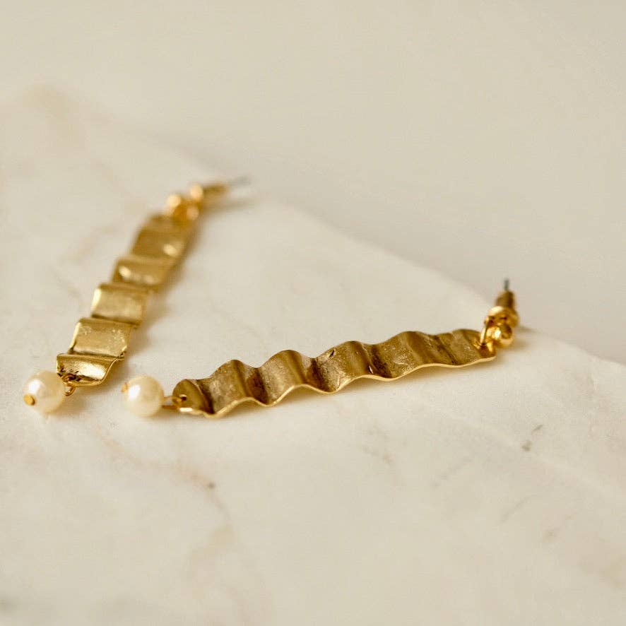 Wave & Pearl Earrings