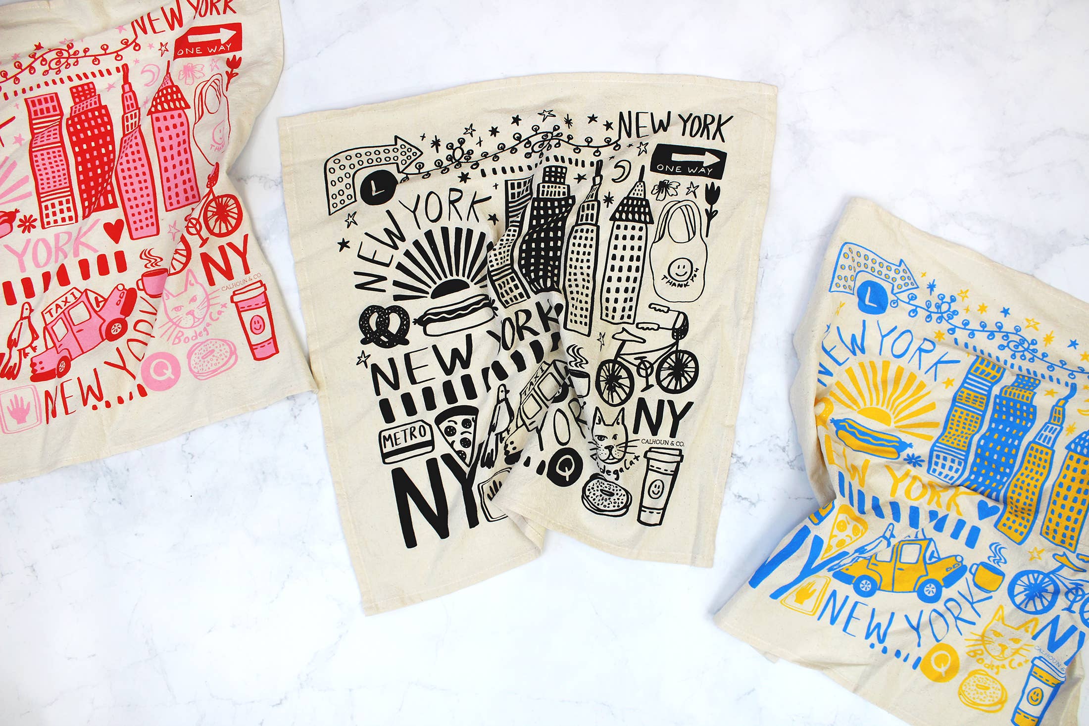 New York Screen Printed Tea Towel