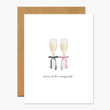 Cheers To The Newlyweds Champagne Glasses - Wedding Card