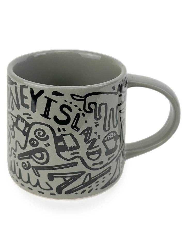 Katie Merz Olive Green Mug with Black Glyph Art