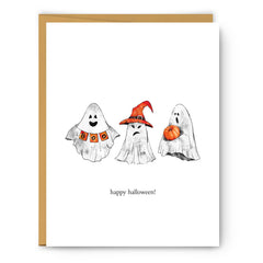 Three Ghosts Happy Halloween - Halloween Greeting Card