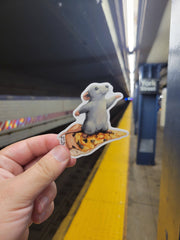 Surfing Pizza Rat Sticker