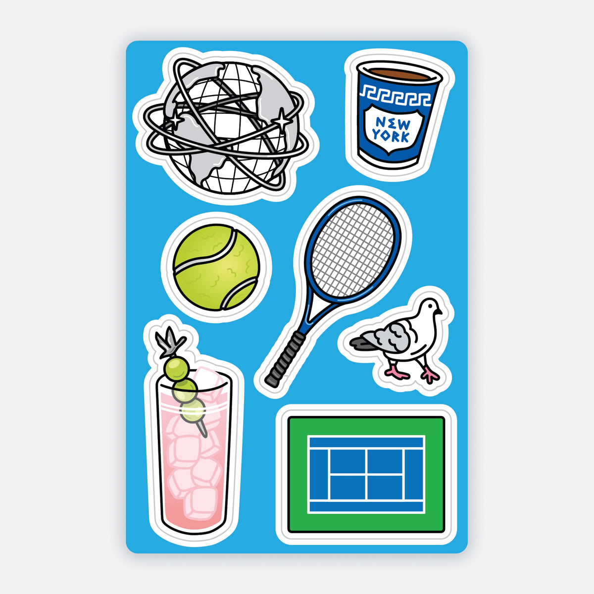 US Open NYC Tennis 4"x6" Sticker Sheet