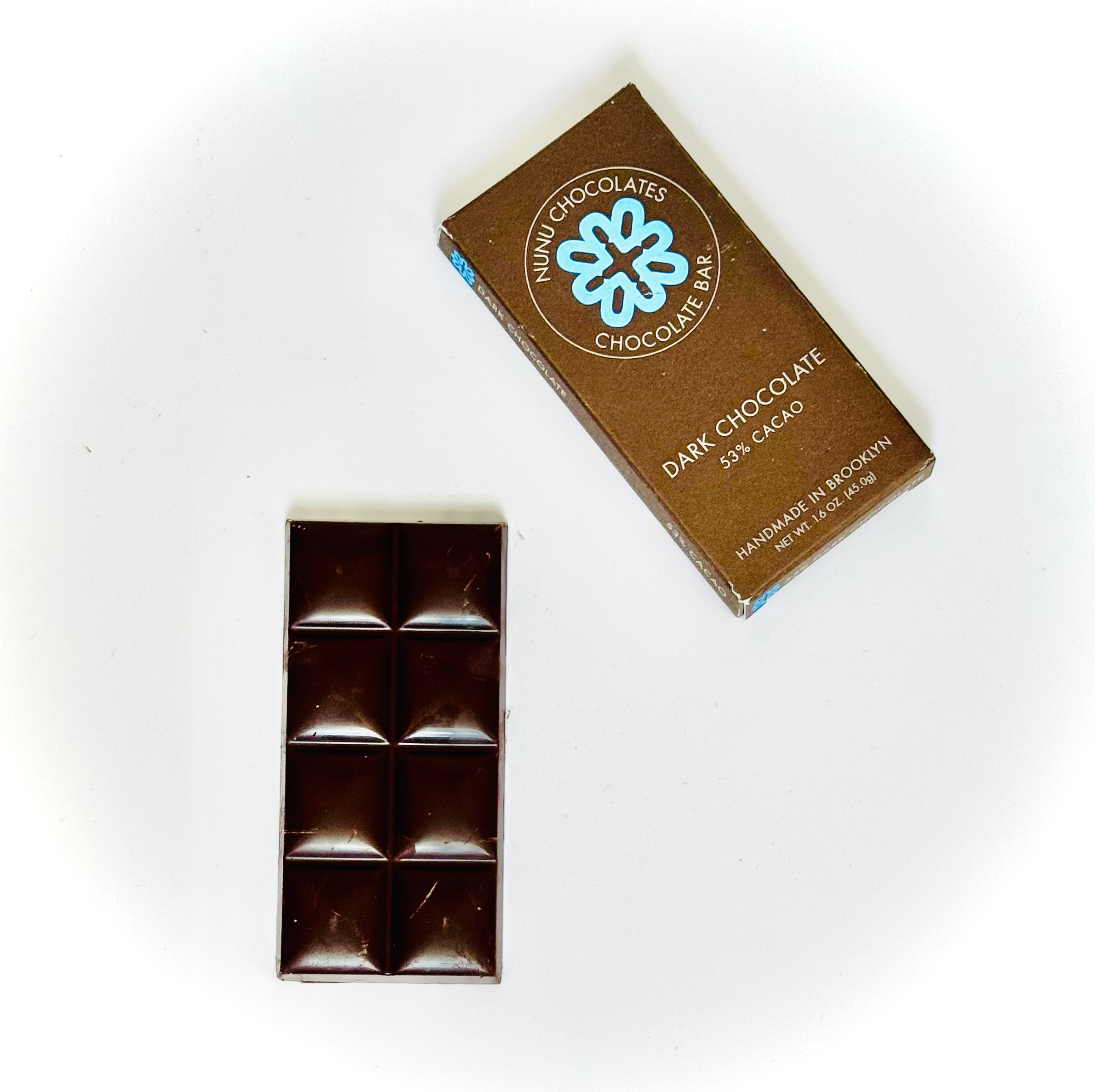 Nunu Chocolates 53% Dark Chocolate Bar - Vegan & gluten free