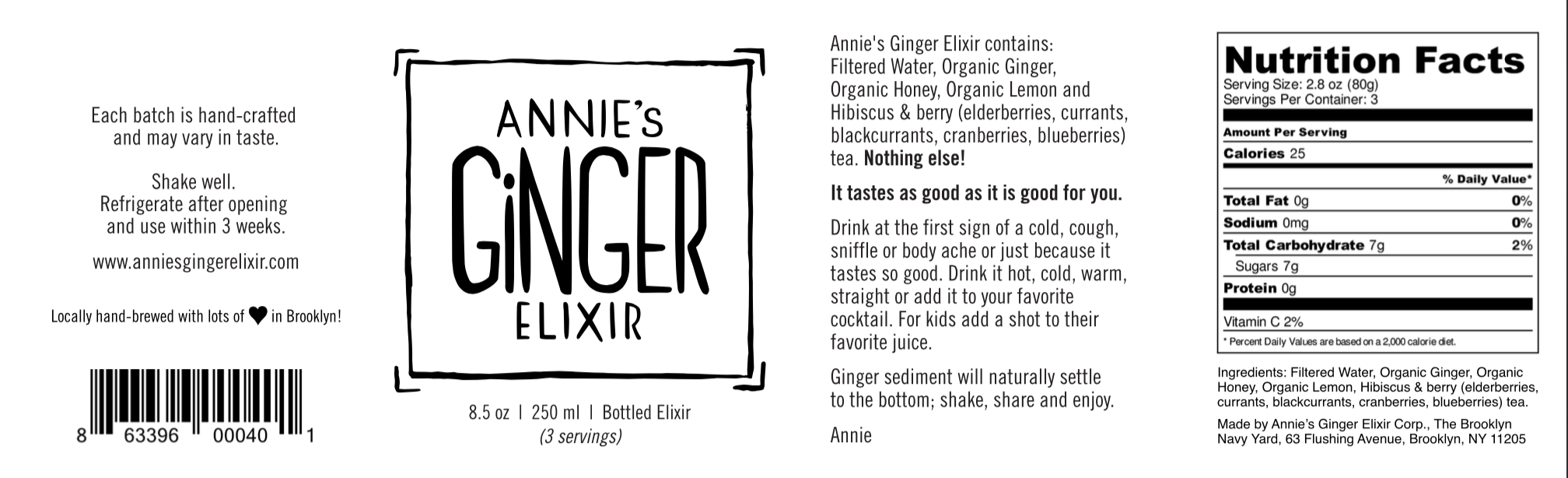 Organic Gut Health + Immunity Boost Ginger Elixir 8.5oz
