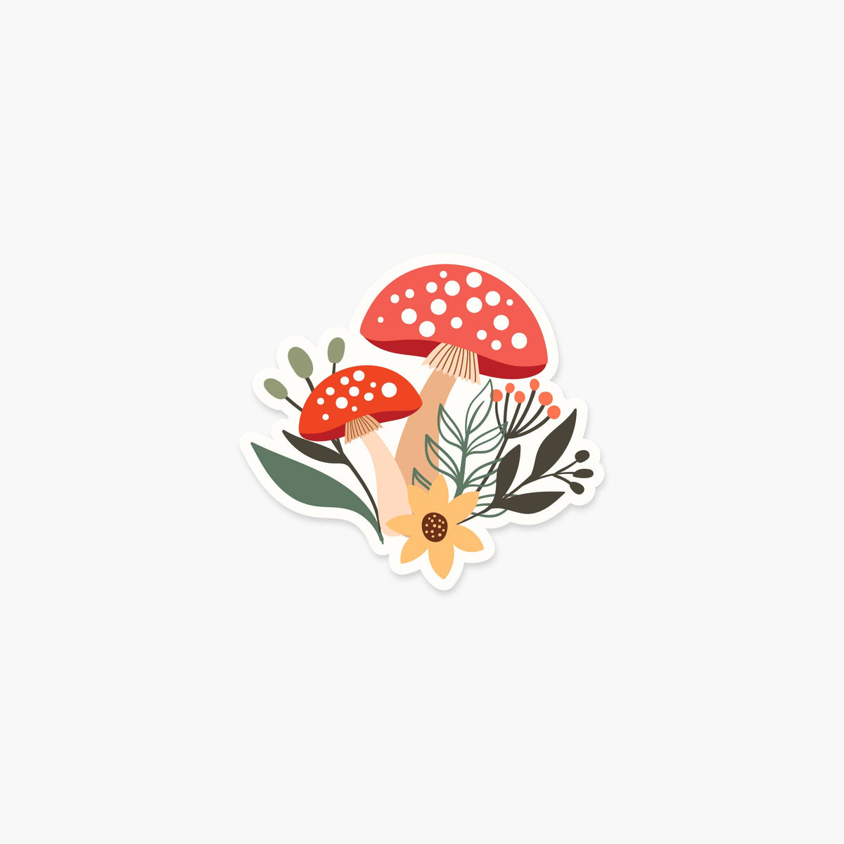 Mushrooms With Flowers Sticker