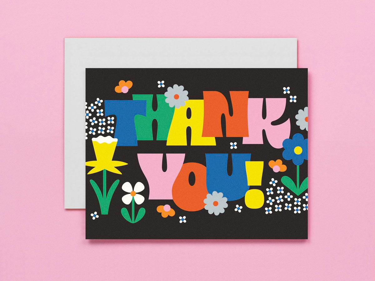 Grateful Garden • Graphic Flowers Thank You Card