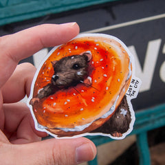 Bagel Lover Rat Vinyl Sticker